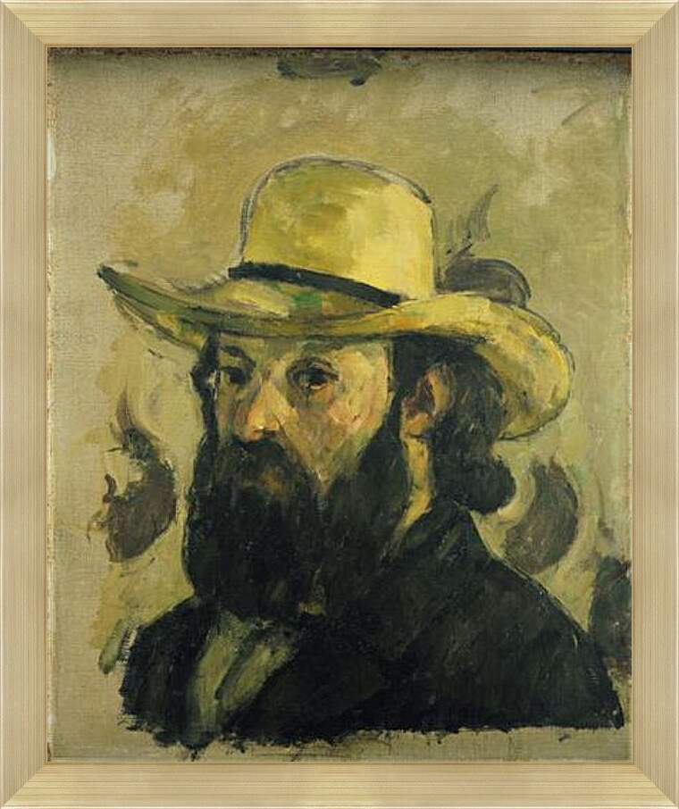 Картина в раме - Self-Portrait in a Straw Hat. Поль Сезанн