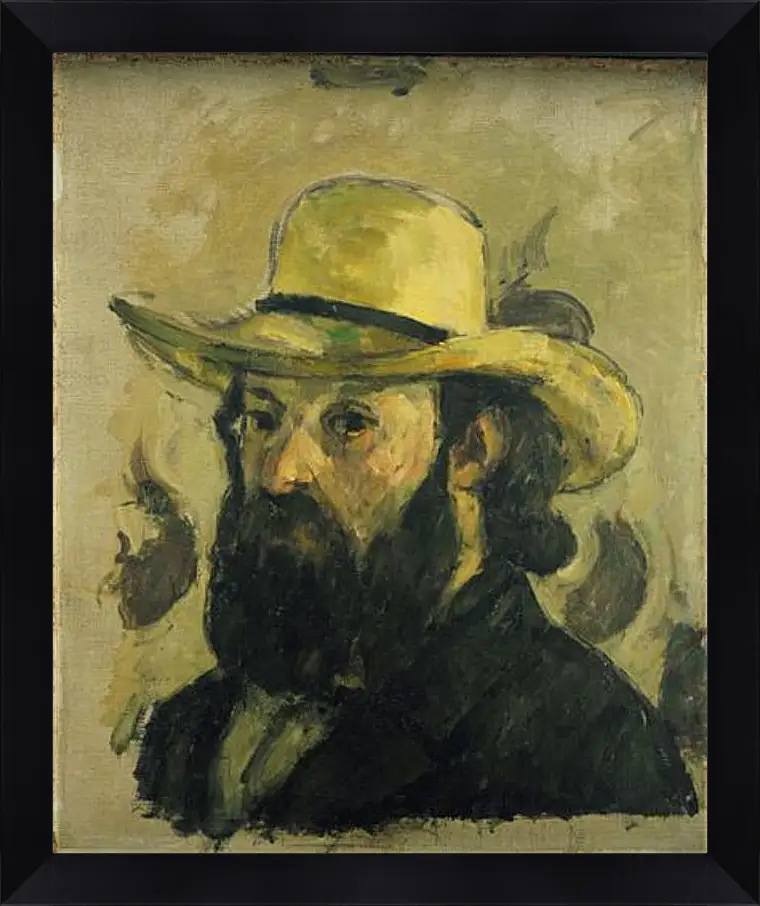 Картина в раме - Self-Portrait in a Straw Hat. Поль Сезанн