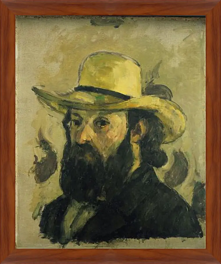 Картина в раме - Self-Portrait in a Straw Hat. Поль Сезанн