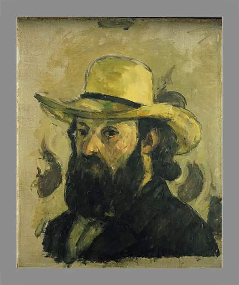 Картина в раме - Self-Portrait in a Straw Hat. Поль Сезанн