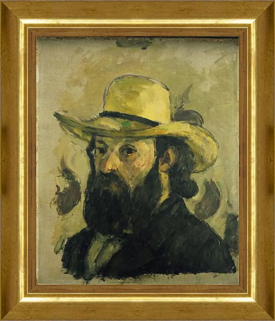 Картина в раме - Self-Portrait in a Straw Hat. Поль Сезанн