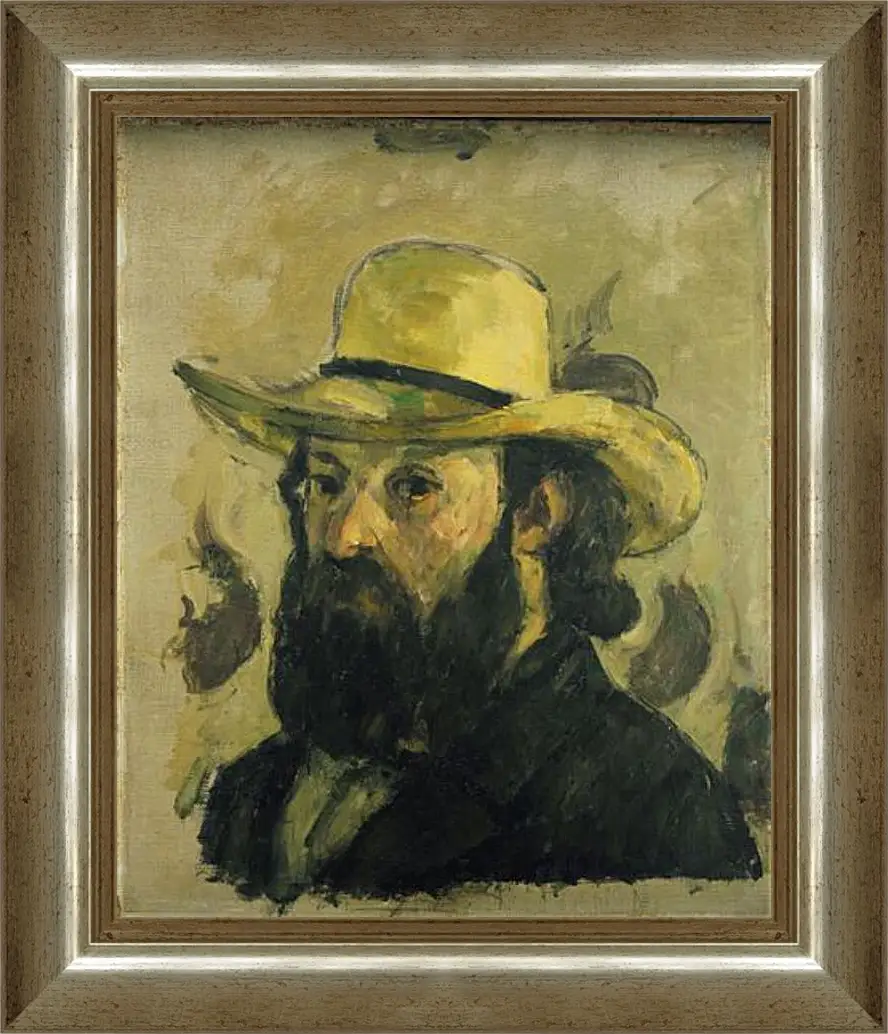 Картина в раме - Self-Portrait in a Straw Hat. Поль Сезанн