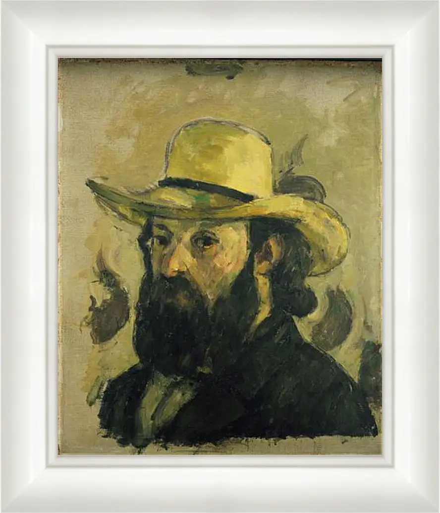 Картина в раме - Self-Portrait in a Straw Hat. Поль Сезанн