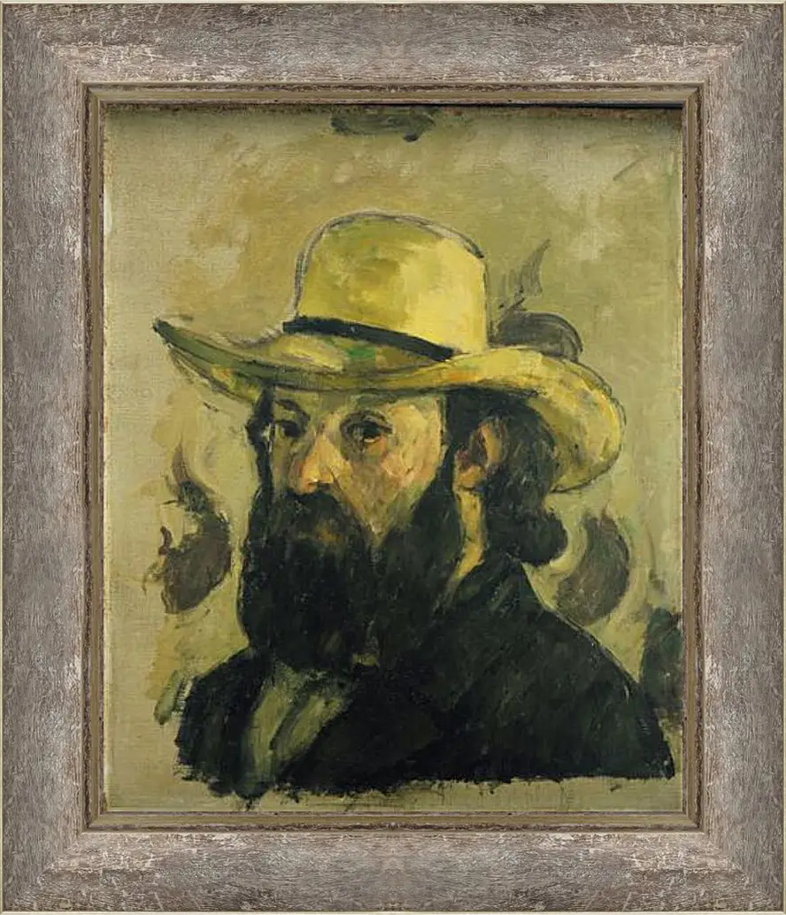 Картина в раме - Self-Portrait in a Straw Hat. Поль Сезанн