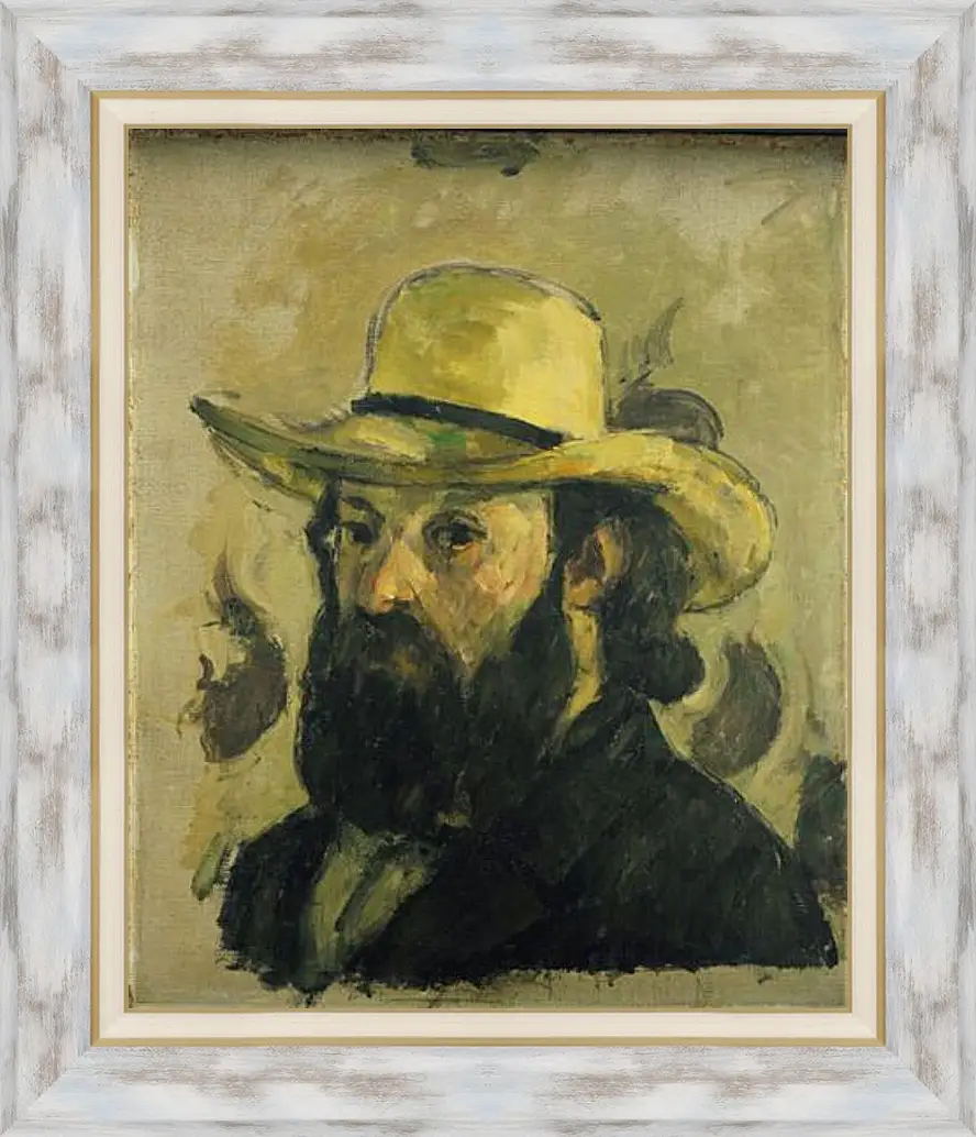 Картина в раме - Self-Portrait in a Straw Hat. Поль Сезанн