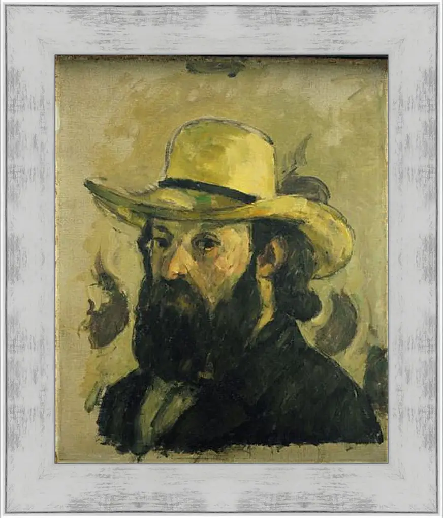 Картина в раме - Self-Portrait in a Straw Hat. Поль Сезанн