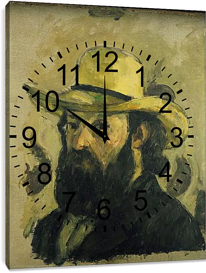 Часы картина - Self-Portrait in a Straw Hat. Поль Сезанн