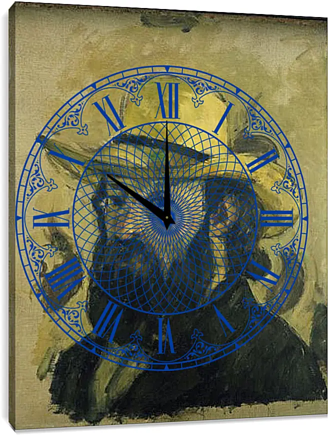 Часы картина - Self-Portrait in a Straw Hat. Поль Сезанн