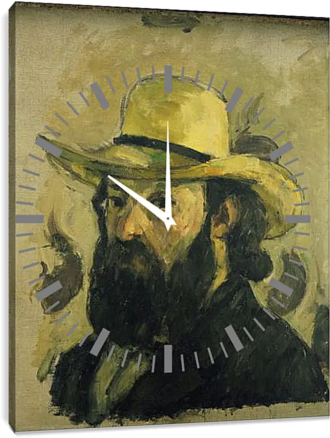 Часы картина - Self-Portrait in a Straw Hat. Поль Сезанн