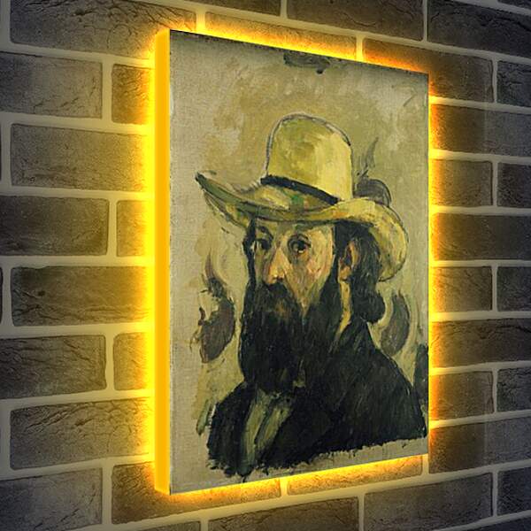 Лайтбокс световая панель - Self-Portrait in a Straw Hat. Поль Сезанн