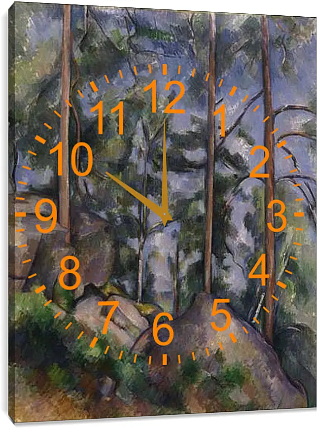 Часы картина - Pines and Rocks. Поль Сезанн