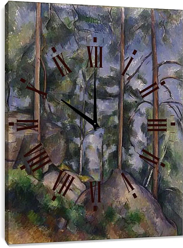 Часы картина - Pines and Rocks. Поль Сезанн