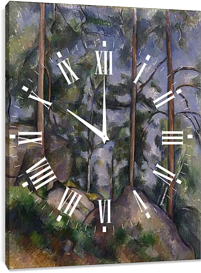 Часы картина - Pines and Rocks. Поль Сезанн