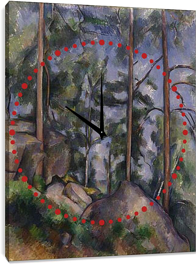 Часы картина - Pines and Rocks. Поль Сезанн