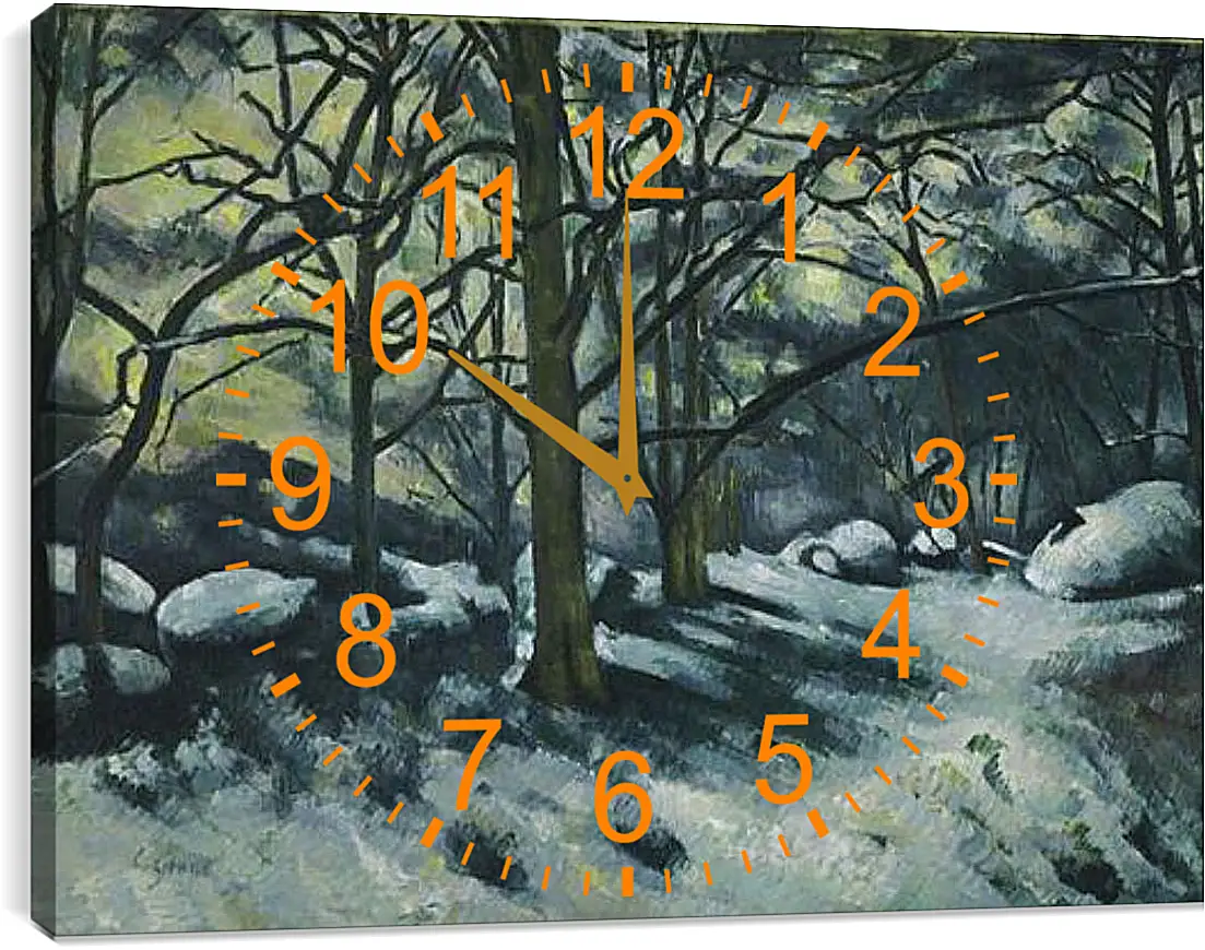 Часы картина - Melting Snow, Fontainebleau. Поль Сезанн