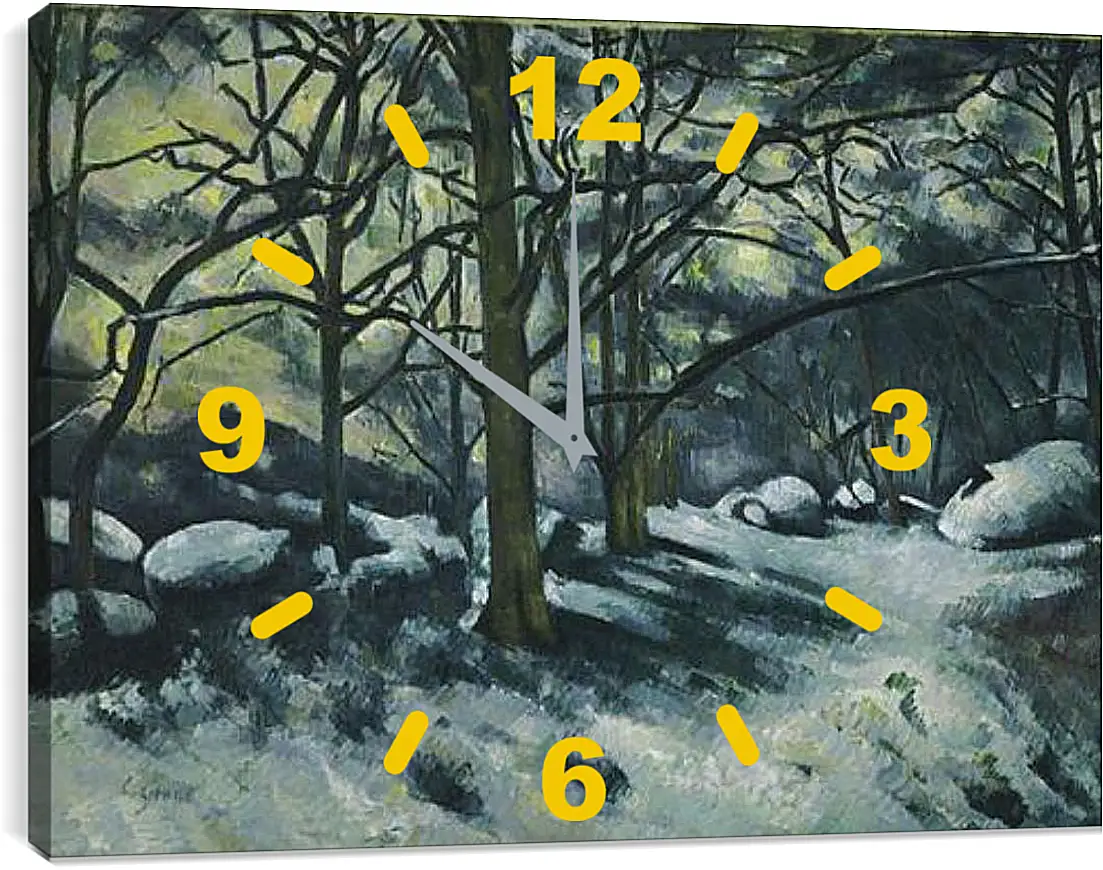 Часы картина - Melting Snow, Fontainebleau. Поль Сезанн