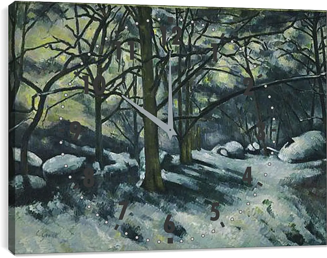 Часы картина - Melting Snow, Fontainebleau. Поль Сезанн