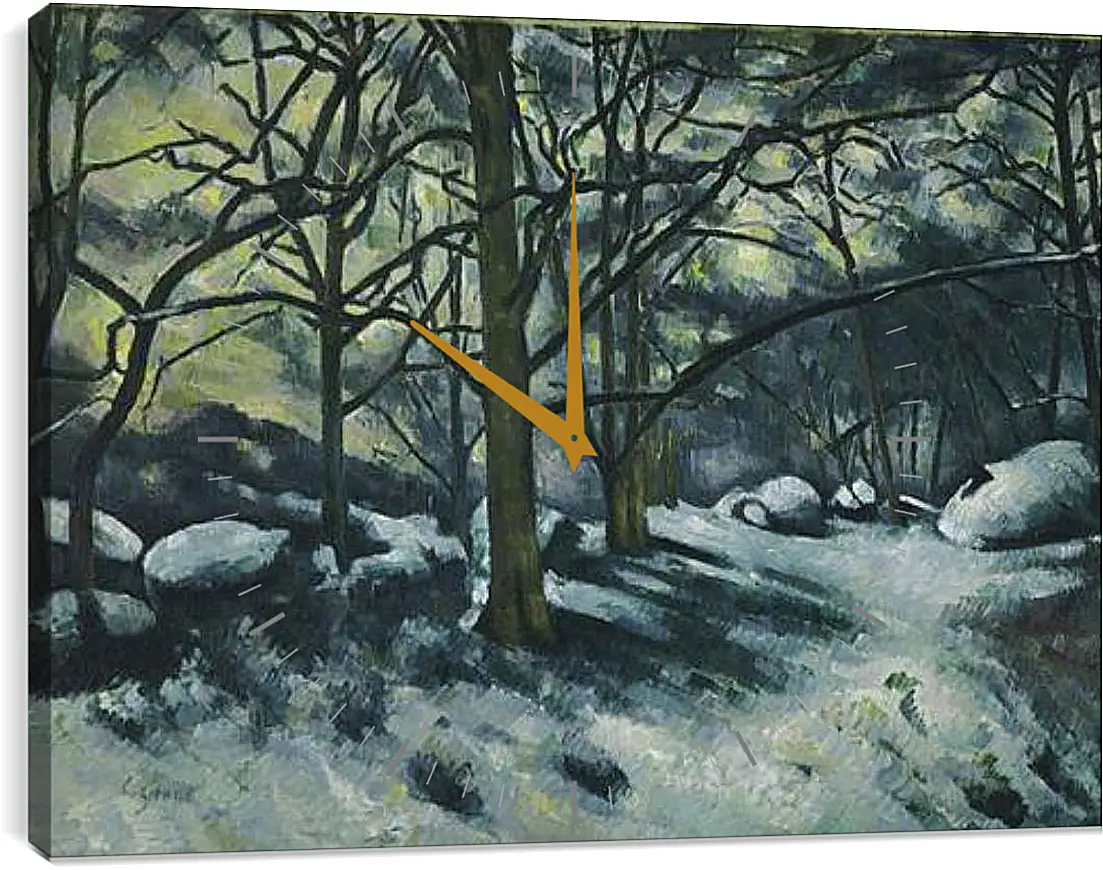 Часы картина - Melting Snow, Fontainebleau. Поль Сезанн