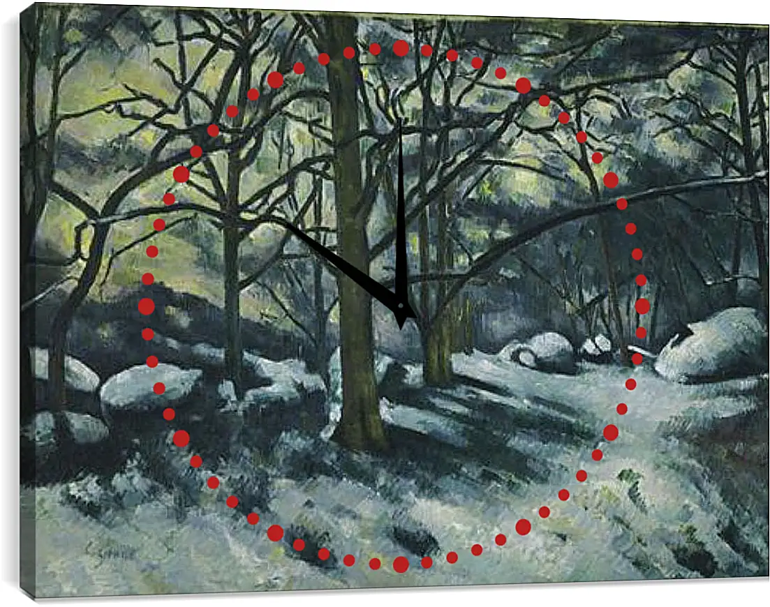 Часы картина - Melting Snow, Fontainebleau. Поль Сезанн