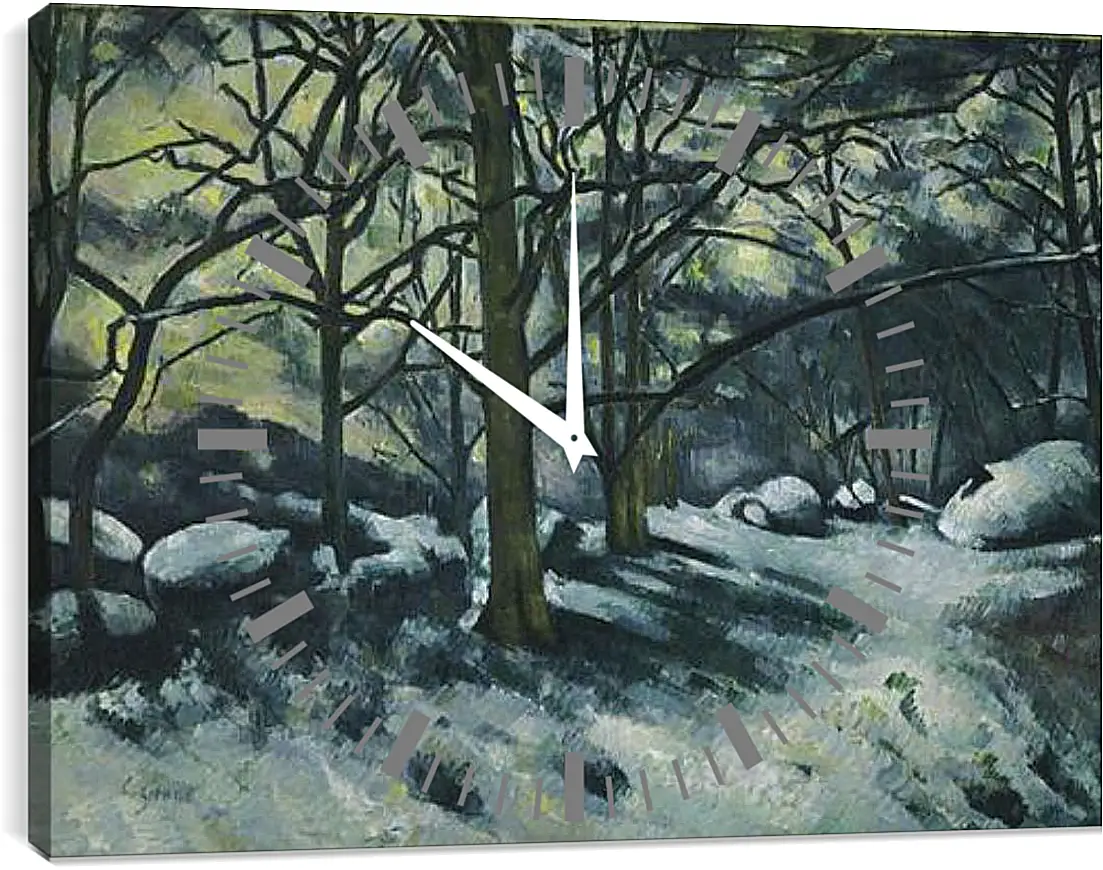 Часы картина - Melting Snow, Fontainebleau. Поль Сезанн