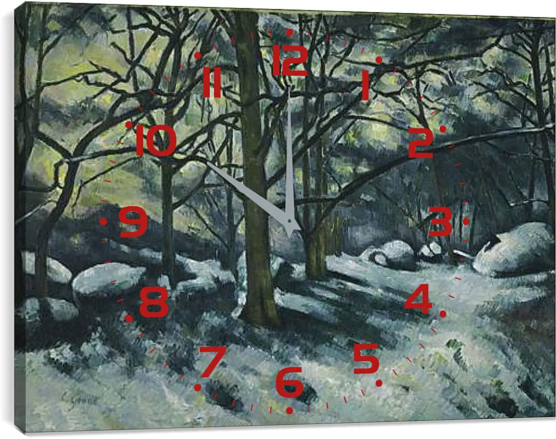 Часы картина - Melting Snow, Fontainebleau. Поль Сезанн