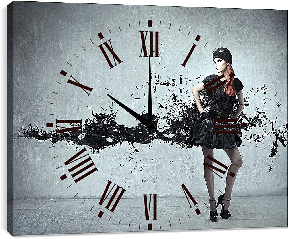 Часы картина - Девушка в черном