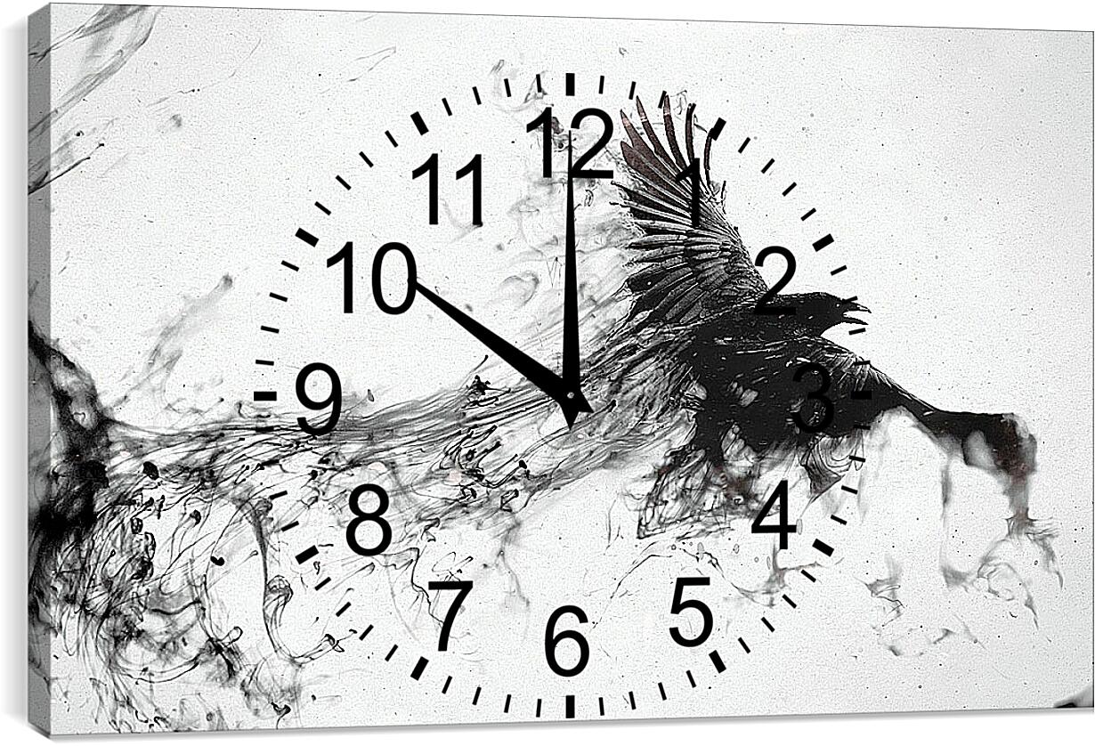 Часы картина - Чёрный ворон