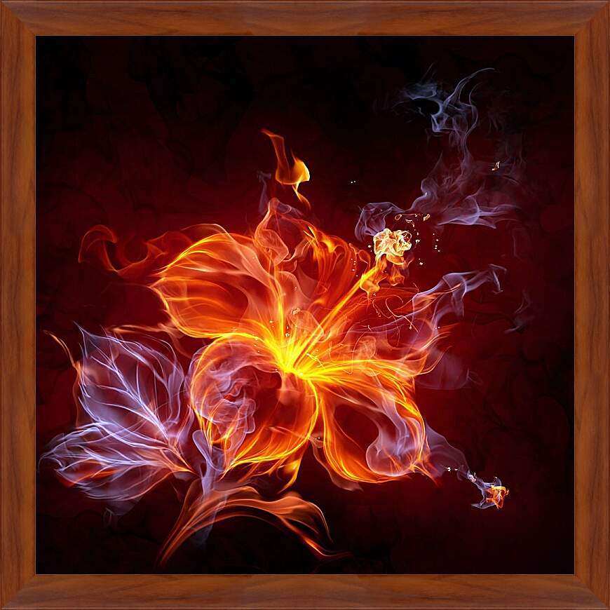 Картина в раме - Огненный цветок