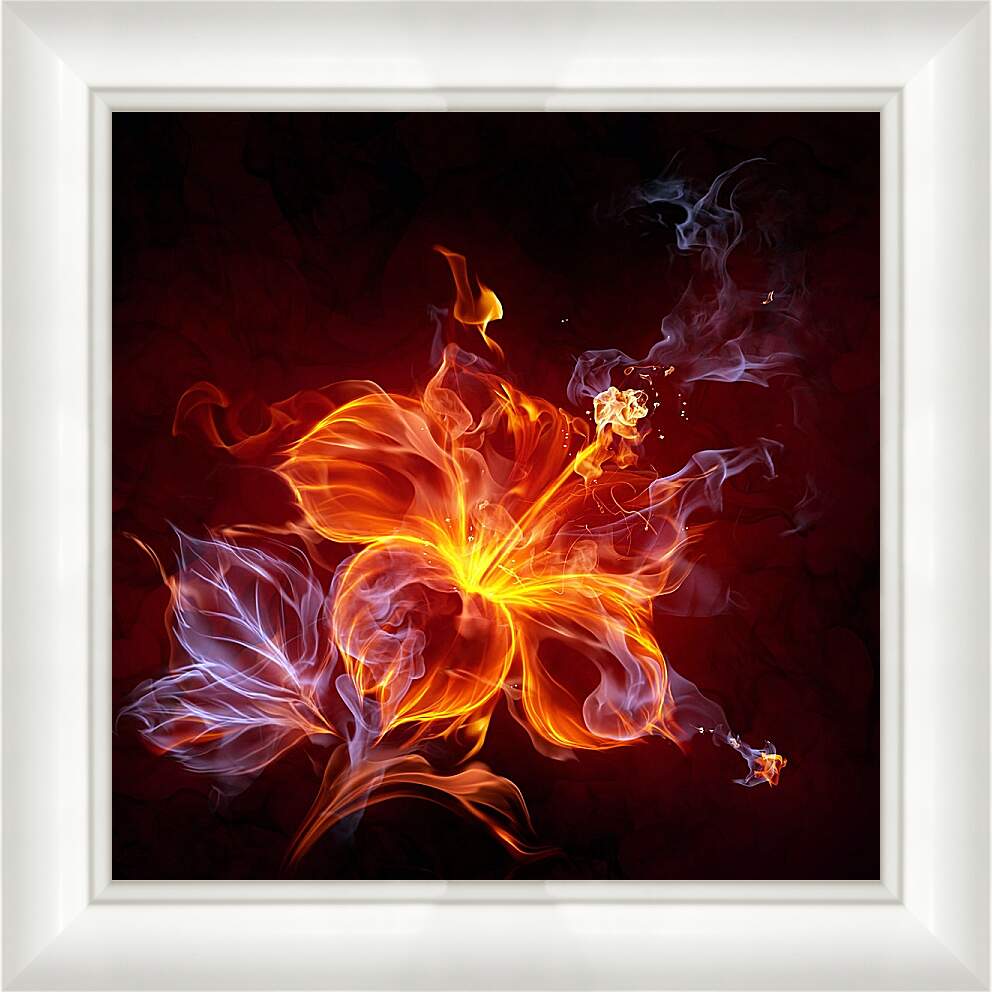 Картина в раме - Огненный цветок