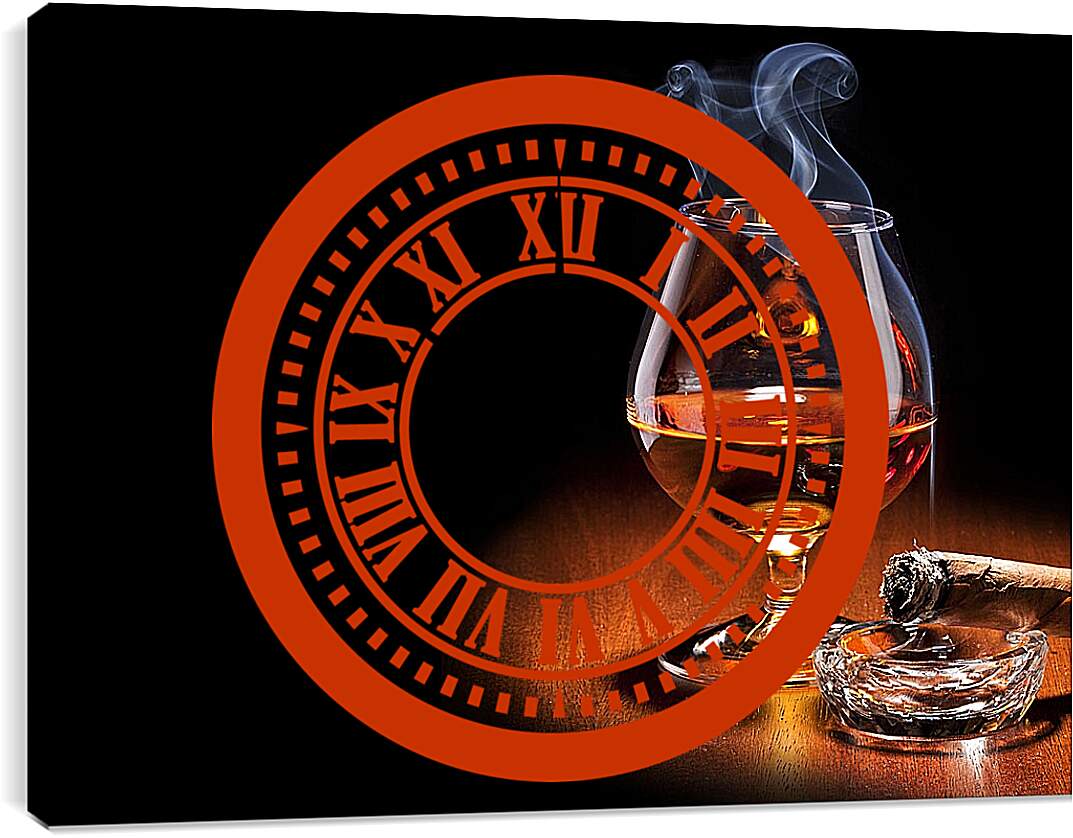 Часы картина - Коньяк и сигара
