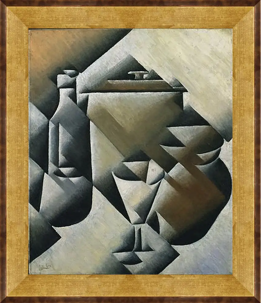 Картина в раме - Jar, Bottle and Glass. Хуан Грис