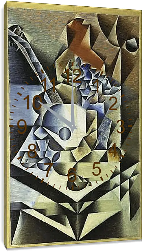 Часы картина - Still Life with Flowers. Хуан Грис