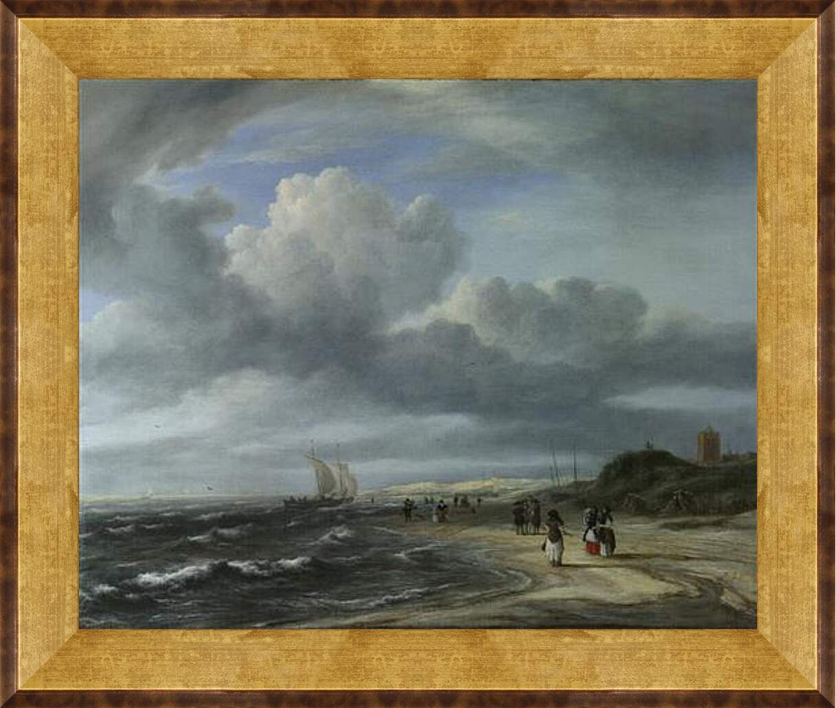 Картина в раме - The Shore at Egmond-aan-Zee. Якоб ван Рейсдал
