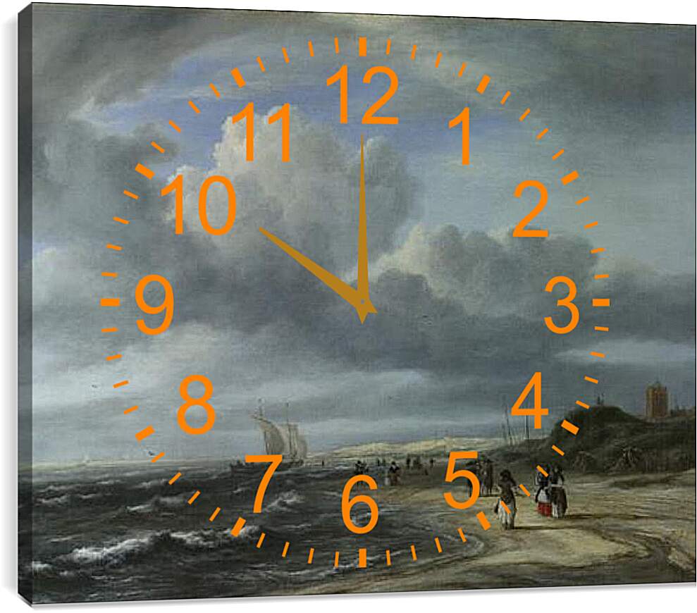 Часы картина - The Shore at Egmond-aan-Zee. Якоб ван Рейсдал