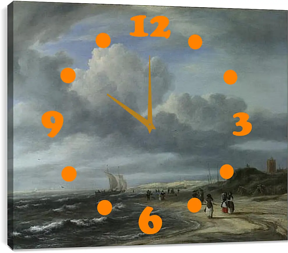 Часы картина - The Shore at Egmond-aan-Zee. Якоб ван Рейсдал