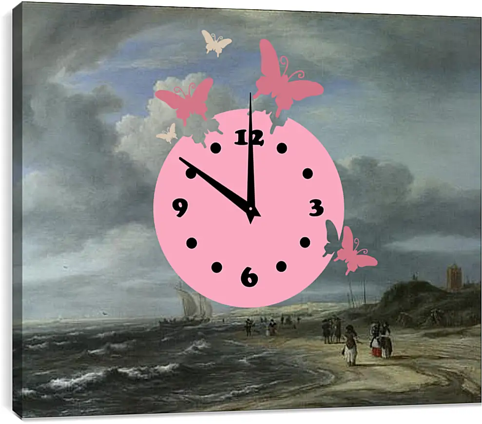 Часы картина - The Shore at Egmond-aan-Zee. Якоб ван Рейсдал