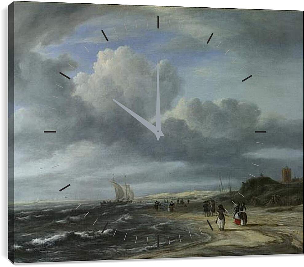 Часы картина - The Shore at Egmond-aan-Zee. Якоб ван Рейсдал