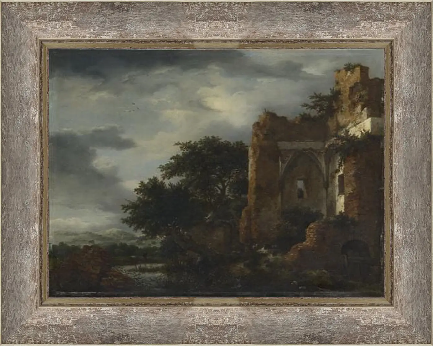 Картина в раме - Ruins in a Dune Landscape. Якоб ван Рейсдал