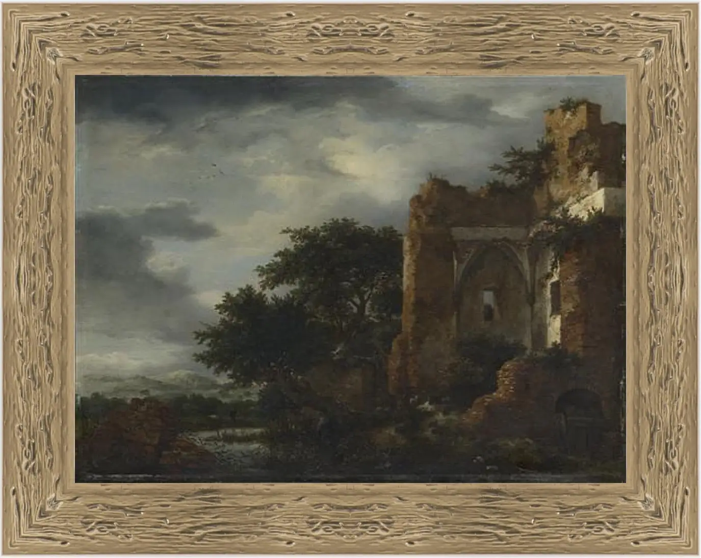 Картина в раме - Ruins in a Dune Landscape. Якоб ван Рейсдал