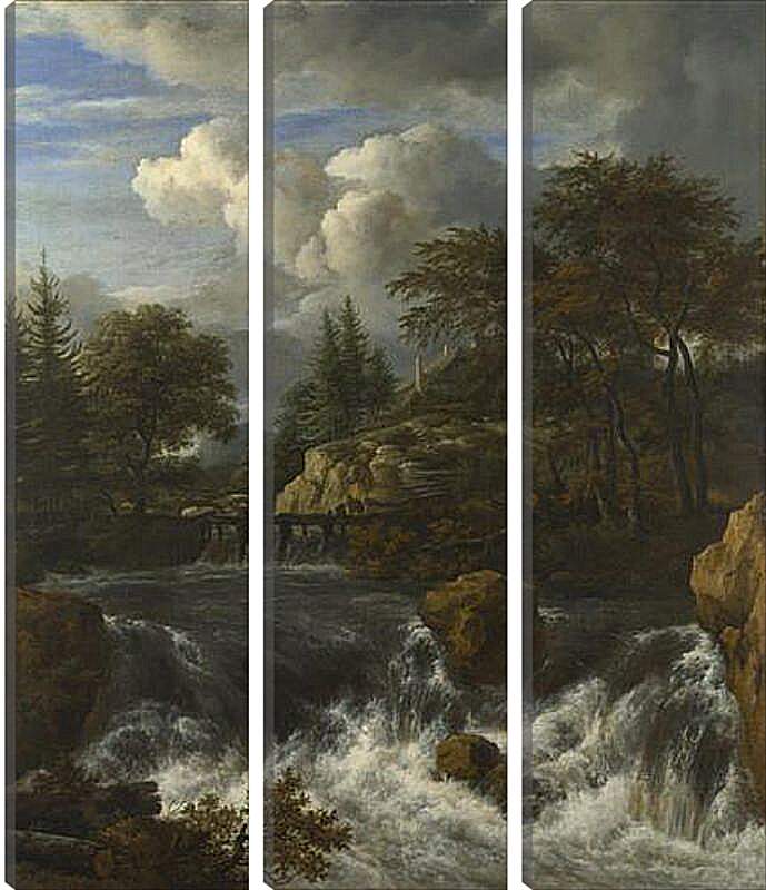 Модульная картина - A Waterfall in a Rocky Landscape. Якоб ван Рейсдал