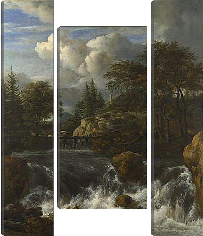 Модульная картина - A Waterfall in a Rocky Landscape. Якоб ван Рейсдал