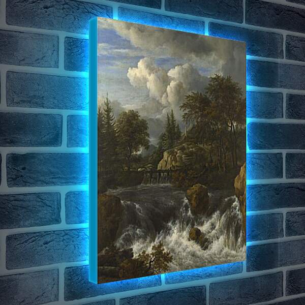 Лайтбокс световая панель - A Waterfall in a Rocky Landscape. Якоб ван Рейсдал