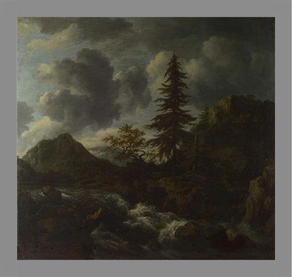 Картина в раме - A Torrent in a Mountainous Landscape. Якоб ван Рейсдал