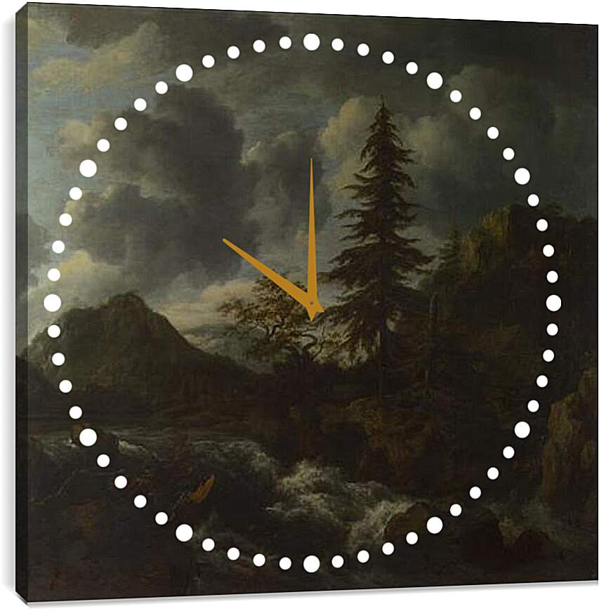 Часы картина - A Torrent in a Mountainous Landscape. Якоб ван Рейсдал