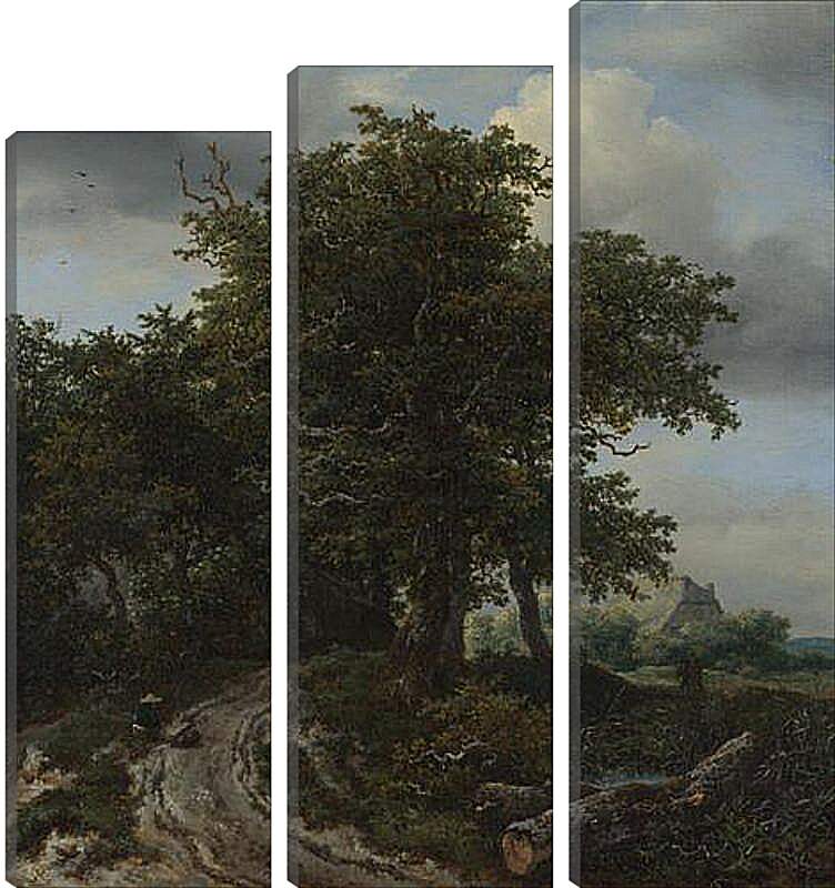 Модульная картина - A Road winding between Trees towards a Distant Cottage. Якоб ван Рейсдал
