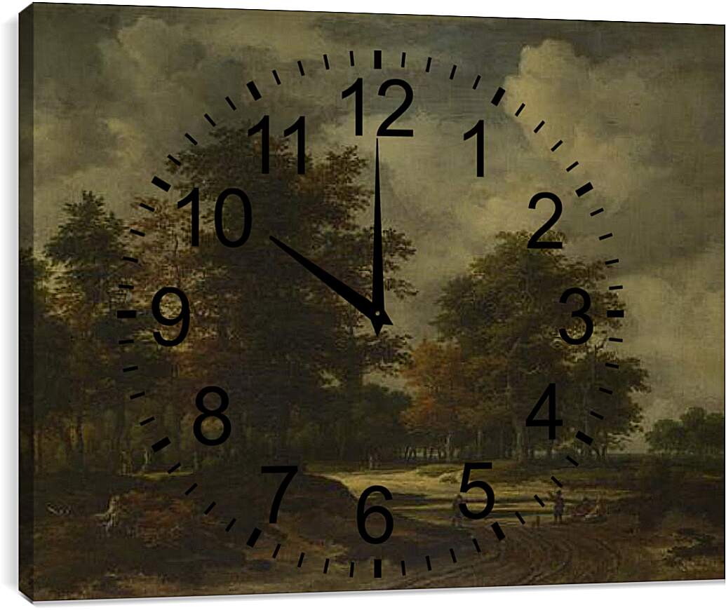 Часы картина - A Road leading into a Wood. Якоб ван Рейсдал