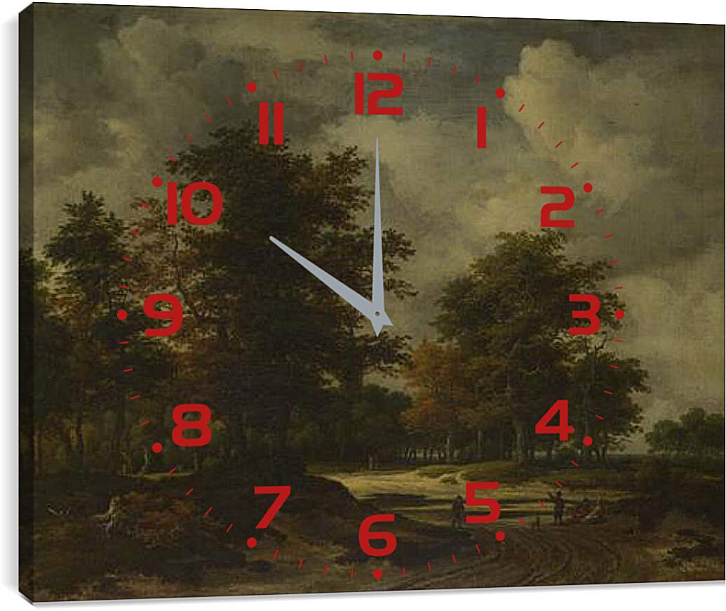 Часы картина - A Road leading into a Wood. Якоб ван Рейсдал