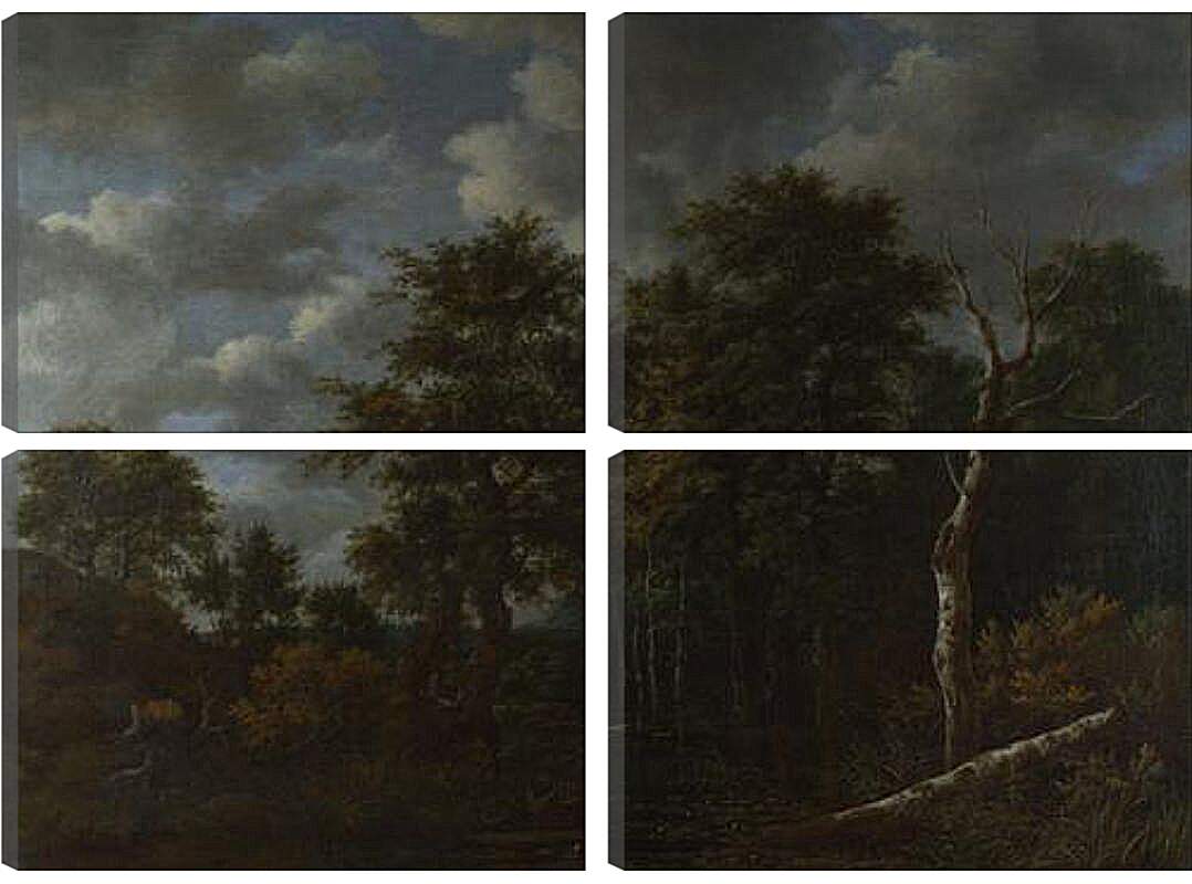 Модульная картина - A Pool surrounded by Trees. Якоб ван Рейсдал