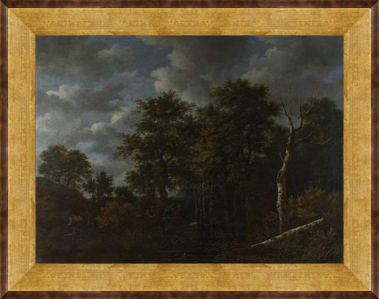 Картина в раме - A Pool surrounded by Trees. Якоб ван Рейсдал