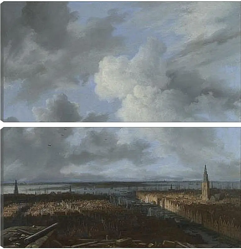 Модульная картина - A Panoramic View of Amsterdam looking towards the IJ. Якоб ван Рейсдал